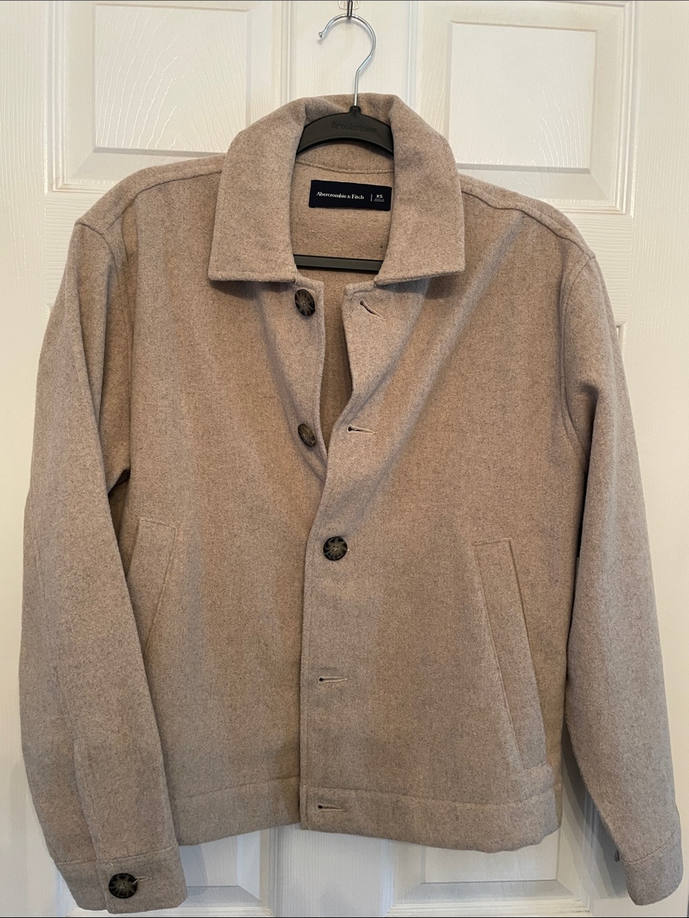 Abercrombie & Fitch Men's Light Beige Wool Pea Coat